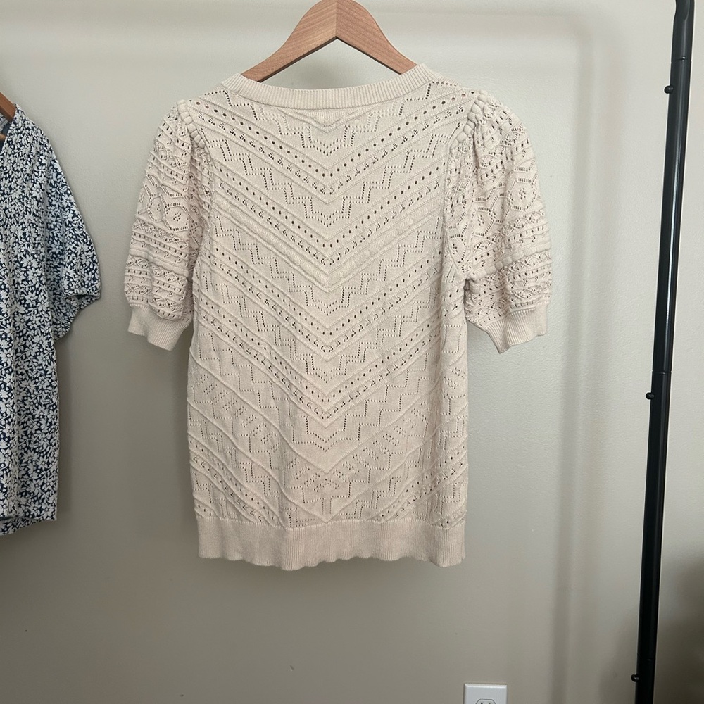 LOFT Cream Textured Knit Blouse